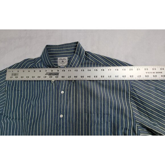 Brooks Brothers Mens Blue White Striped Button-Down Sport Shirt Large All Cotton - Picture 5 of 8